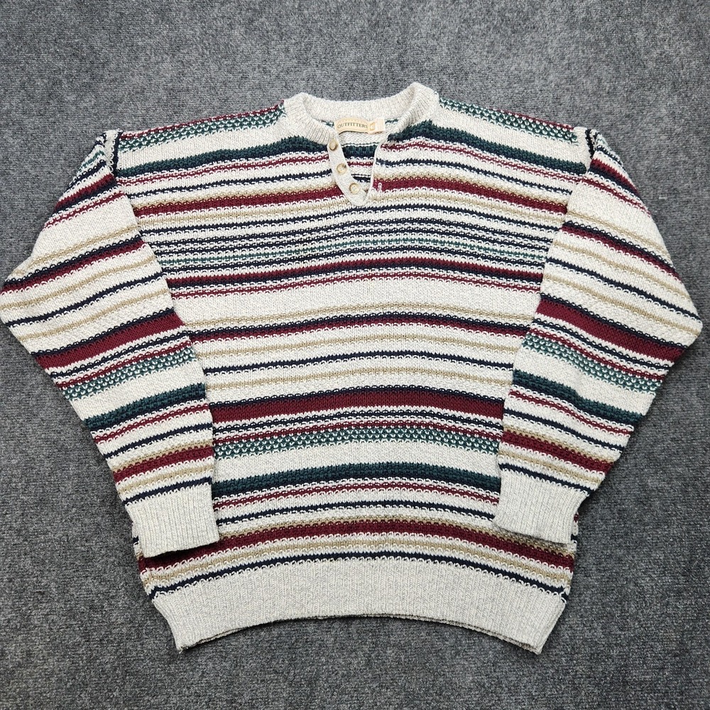 Vintage Northwest Outfitters‎ Sweater Mens XL Striped Cotton Henley Made USA 90s